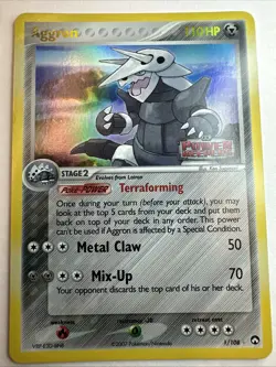 Pokemon TCG Power Keepers Aggron 1/108 Stamped Reverse Holo Near Mint - Image 1