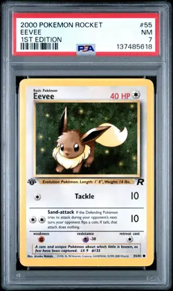 2000 POKEMON ROCKET 1ST EDITION #55 EEVEE PSA 7 - Image 1