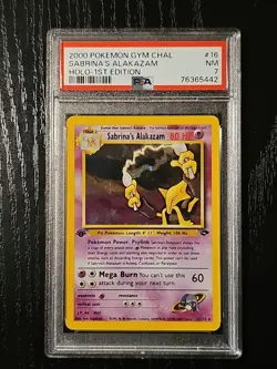 2000 Pokemon Gym Challenge 1st Edition Sabrina’s Alakazam 16/132 PSA 7 NM - Image 1