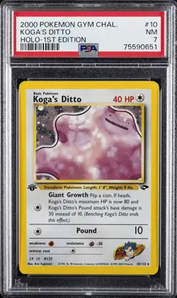 2000 POKEMON GYM CHALLENGE HOLO-1ST ED #10 KOGA'S DITTO PSA 7 - Image 1
