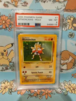 1999 Pokemon Base Set Holo Hitmonchan 7/102 PSA 8 Wizards of The Coast (WOTC) - Image 1