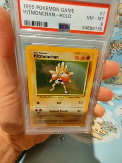 1999 Pokemon Base Set Holo Hitmonchan 7/102 PSA 8 Wizards of The Coast (WOTC) - Image 5