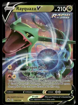 Pokemon Cards Rayquaza V 100/159 Crown Zenith Holo Rare V NM - Image 1