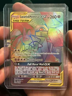 Pokemon TCG Lucario & Melmetal GX Tag Team Rainbow Rare Secret 224/214 NM - Image 1