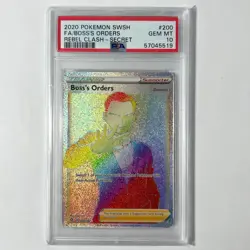 Boss’s Orders PSA 10 Giovanni 200 Rebel Clash Pokemon Card Full Art SWSH Secret - Image 1