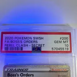 Boss’s Orders PSA 10 Giovanni 200 Rebel Clash Pokemon Card Full Art SWSH Secret - Image 2