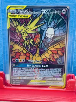 Pokemon Stained Glass Birds Moltres & Zapdos & Articuno GX Sm210 Near Mint - Image 2