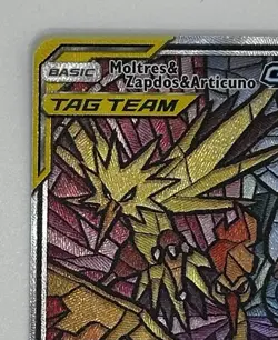 Pokemon TCG Moltres Zapdos Articuno GX SM210 Stained Glass Promo Mint Near Mint - Image 3