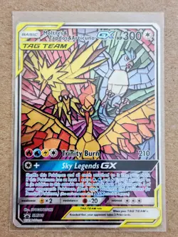 Pokemon Stained Glass Birds Moltres & Zapdos & Articuno GX Sm210 Near Mint - Image 1