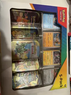 Pokemon TCG Paldea Friends 5-Pack Mini Tins + 4 Promo Cards (New and Sealed) - Image 1