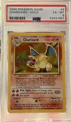 1999 Pokemon TCG Base Set Charizard Holo #4/102 PSA 6 English Shadow Vintage - Image 1