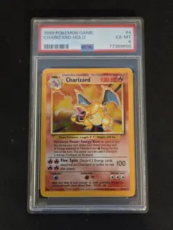 1999 Pokemon TCG Charizard Holo Rare Base Set, PSA Graded 6 - Image 1