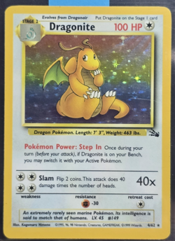 Dragonite 4/62 Holo - Pokemon TCG WOTC Fossil - MP - Image 1