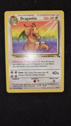 Dragonite 19/62 Pokemon TCG Fossil Non-Holo Rare Card Vintage 1999 WOTC MP - Image 1