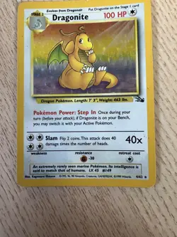 Pokemon TCG Dragonite 4/62 MP Fossil Unlimited Holo Rare WOTC - Image 3