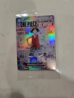 One Piece Monkey D. Luffy US Voyage College Basketball Promo Card Gonzaga SEALED - Image 1