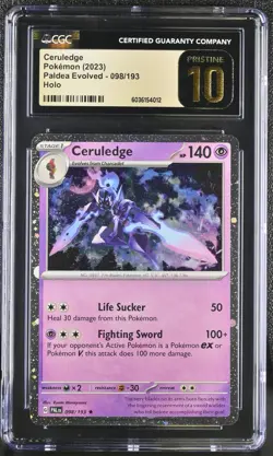 Pokemon Ceruledge 098/193 Cosmos Holo Paldea Evolved Promo - CGC 10 PRISTINE - Image 1