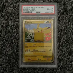 Pikachu Pokemon 2010 Holo PW Pikachu World Promo Italian PSA 10 - Image 1