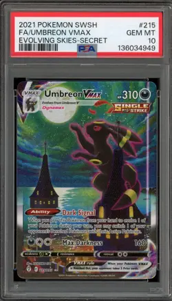 Pokemon Umbreon VMAX Evolving Skies Secret Rare Full Alt Art #215 PSA 10 - Image 1