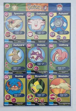 Vintage 1999 Pokemon Movie Poketrivia Burger King Uncut Sheets Complete Set 1-20 - Image 2