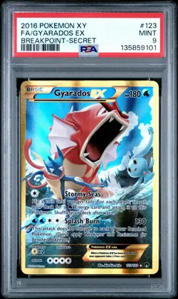 2016 POKEMON XY BREAKPOINT SECRET #123 FULL ART/GYARADOS EX PSA 9 - Image 1