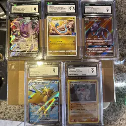 Pokemon Card Lot 5 CGC 9 Slabs - Aerodactyl GX, Crobat V, Zapdos ex & More - Image 1