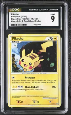 CGC 9 MINT Pikachu 2010 Black Star Promos HGSS03 Holo Pokemon Card - Image 1
