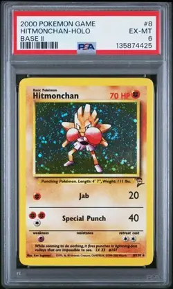 1999 Base II Game # 8 Hitmonchan Holo PSA 6 Excellent Mint Pokemon - Image 1