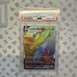 Pokemon Leafeon VMAX Evolving Skies Rainbow Secret Rare 204/203 PSA 10 Gem Mint - Image 1