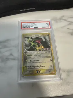 2005 POKEMON EX DELTA SPECIES #13 RAYQUAZA-REVERSE FOIL PSA 1 (POP 12) - Image 1