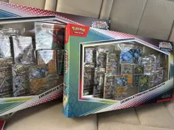 PRISMATIC EVOLUTIONS Lucario EX and Tyranitar EX Premium Collection In Hand!! - Image 1