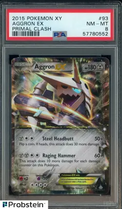 2015 Pokemon XY Primal Clash #93 Aggron Ex PSA 8 NM-MT - Image 1