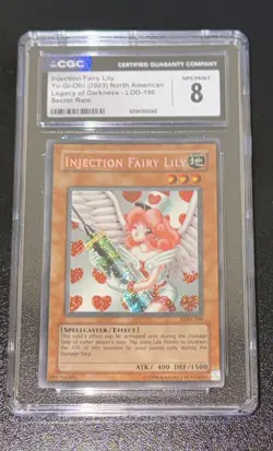 Yugioh CGC 8 Injection Fairy Lily LOD-100 Secret Rare Unlimited Edition - Image 1