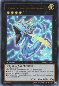 1996 YUGIOH 1ST EDITION NUMBER 91: THUNDER SPARK DRAGON RARE HOLO #REDU-EN098 - Image 1