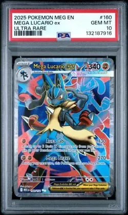 2025 POKEMON MEG EN-MEGA EVOLUTION ULTRA RARE #160 MEGA LUCARIO EX PSA 10 - Image 1