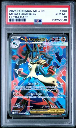 2025 POKEMON MEG EN-MEGA EVOLUTION ULTRA RARE #160 MEGA LUCARIO EX PSA 10 - Image 1