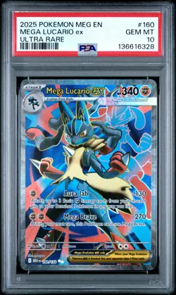 2025 POKEMON MEG EN-MEGA EVOLUTION ULTRA RARE #160 MEGA LUCARIO EX PSA 10 - Image 1
