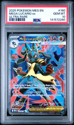 2025 POKEMON MEG EN-MEGA EVOLUTION ULTRA RARE #160 MEGA LUCARIO EX PSA 10 - Image 1