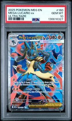 2025 POKEMON MEG EN-MEGA EVOLUTION ULTRA RARE #160 MEGA LUCARIO EX PSA 10 - Image 1