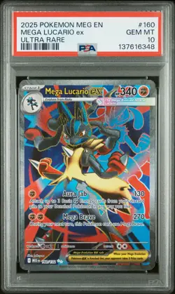 2025 POKEMON MEG EN-MEGA EVOLUTION ULTRA RARE #160 MEGA LUCARIO EX PSA 10 - Image 1