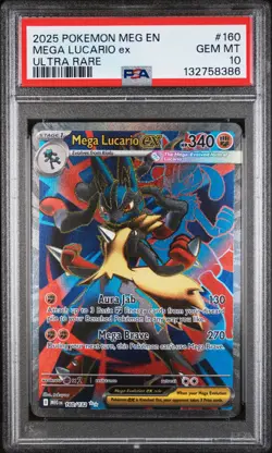 2025 POKEMON MEG EN-MEGA EVOLUTION ULTRA RARE #160 MEGA LUCARIO EX PSA 10 - Image 1