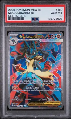 2025 POKEMON MEG EN-MEGA EVOLUTION ULTRA RARE #160 MEGA LUCARIO EX PSA 10 - Image 1