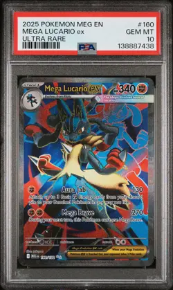 2025 POKEMON MEG EN-MEGA EVOLUTION ULTRA RARE #160 MEGA LUCARIO EX PSA 10 - Image 1