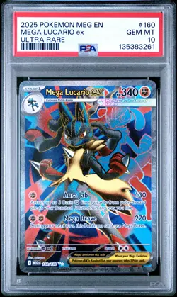 2025 POKEMON MEG EN-MEGA EVOLUTION ULTRA RARE #160 MEGA LUCARIO EX PSA 10 - Image 1