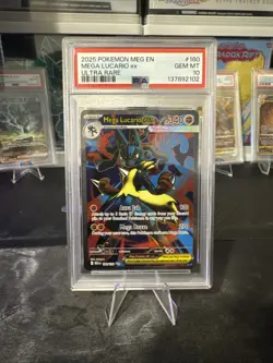 2025 POKEMON MEG EN-MEGA EVOLUTION ULTRA RARE #160 MEGA LUCARIO EX PSA 10 - Image 1