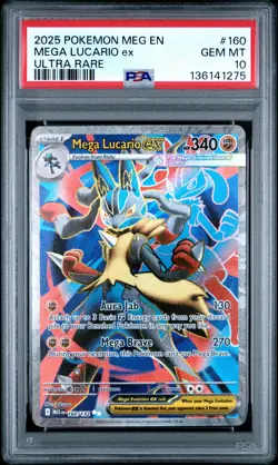 2025 POKEMON MEG EN-MEGA EVOLUTION ULTRA RARE #160 MEGA LUCARIO EX PSA 10 - Image 1
