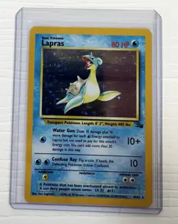 Lapras Pokemon TCG Holo Rare Card 10/62 Fossil Set 1999 WOTC S3 - Image 1