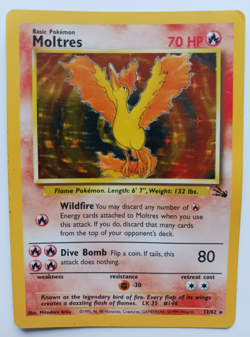 Moltres Pokemon Card Holo WOTC 12/62 Fossil Set Rare Vintage 1999 Original MP - Image 1