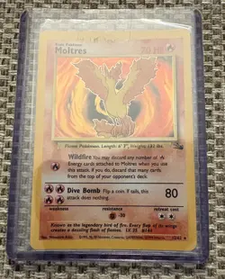 Moltres Pokemon Card Holo WOTC 12/62 Fossil Set Rare Vintage 1999 Original MP - Image 1