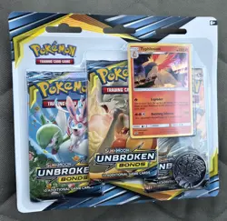 Pokemon Sun & Moon Unbroken Bonds 3-Pack Blister New Sealed NM Typhlosion promo - Image 1